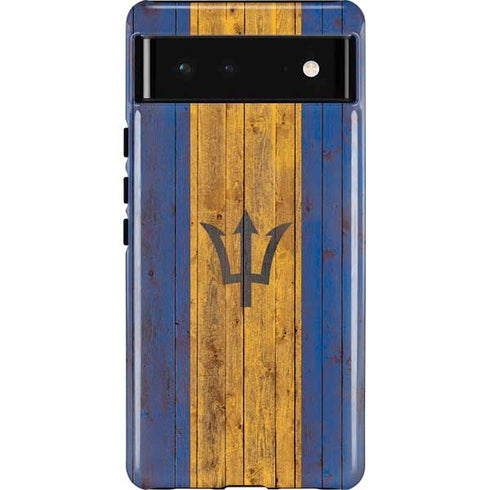 Barbados Flag Dark Wood Pixel Cases